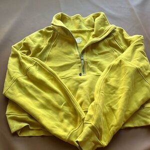 Yellow oversized half zip funnel neck scuba M/L